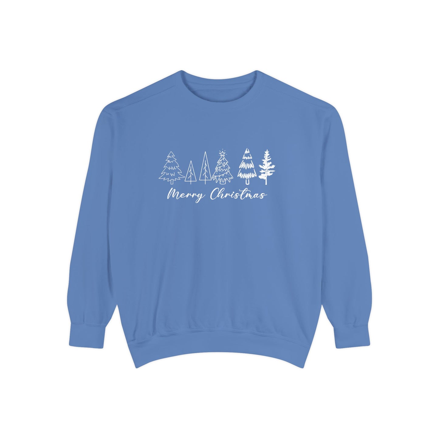 Trees, Merry Christmas - Unisex Garment-Dyed Sweatshirt - 10391