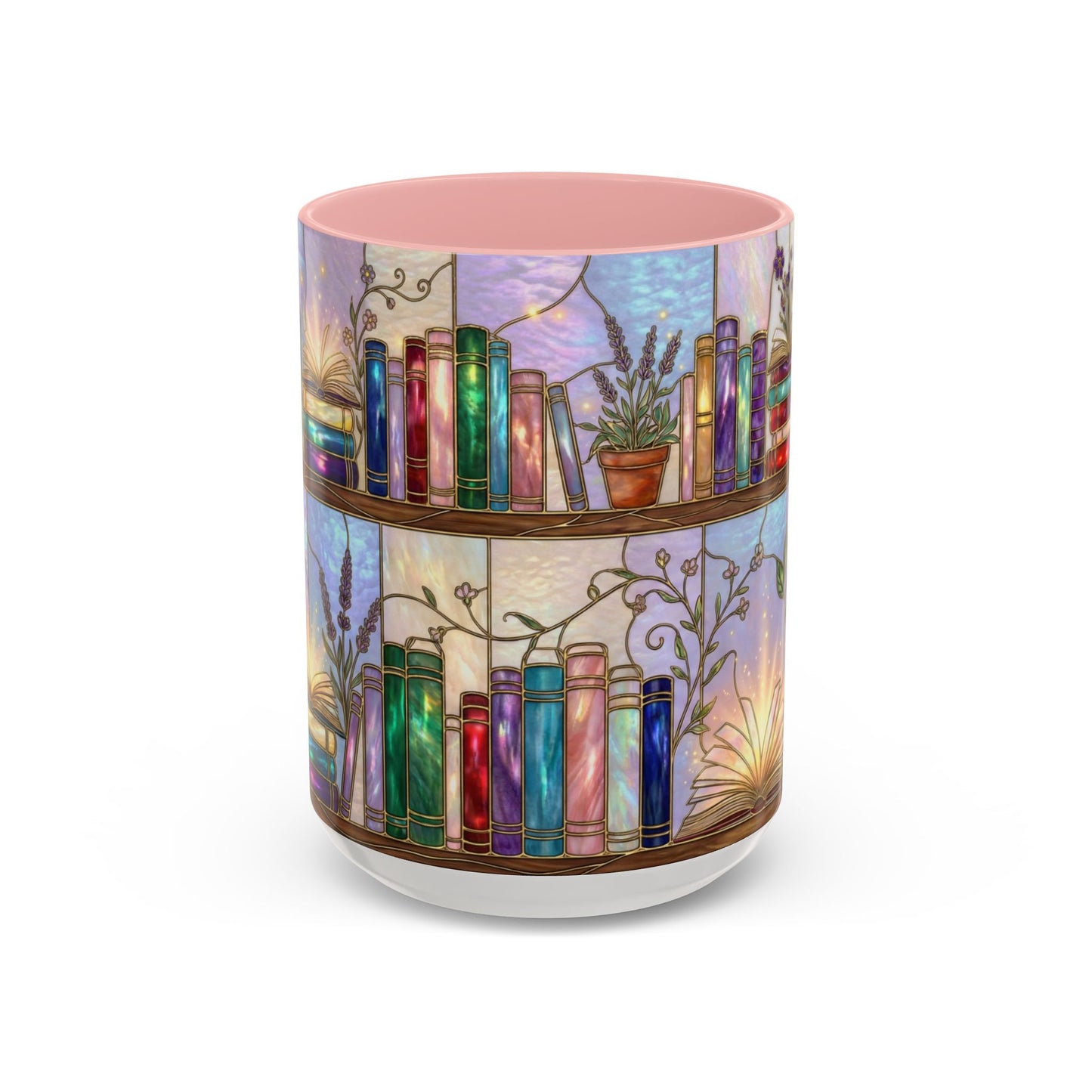 Magic Book Shelf Accent Coffee Mug — Stained Glass Design (11/15 oz) - 14529