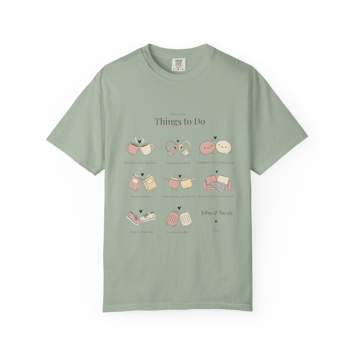 Our Favourite Things to Do Together – Personalised Valentine’s Illustration T-Shirt Gift - 14720