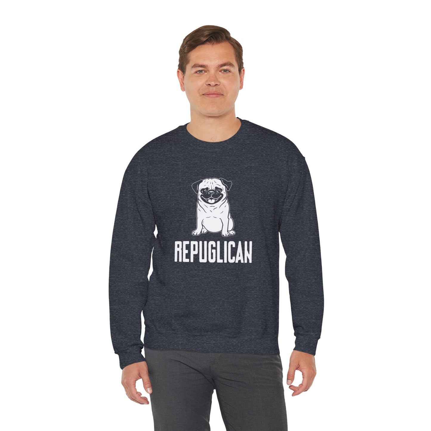 Republican, French Bulldog - Unisex Heavy Blend™ Crewneck Sweatshirt