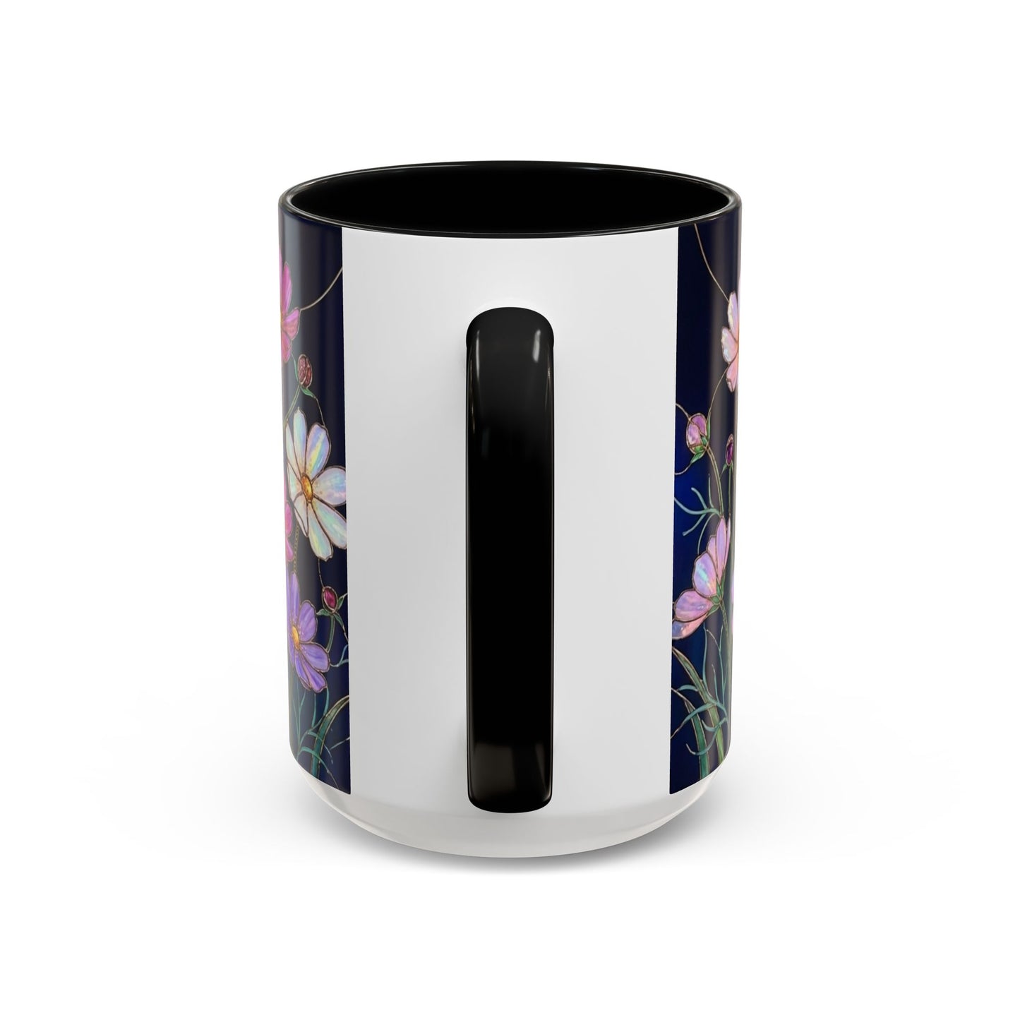 Cosmos Floral Accent Coffee Mug — Stained Glass Design 11/15oz - 14561