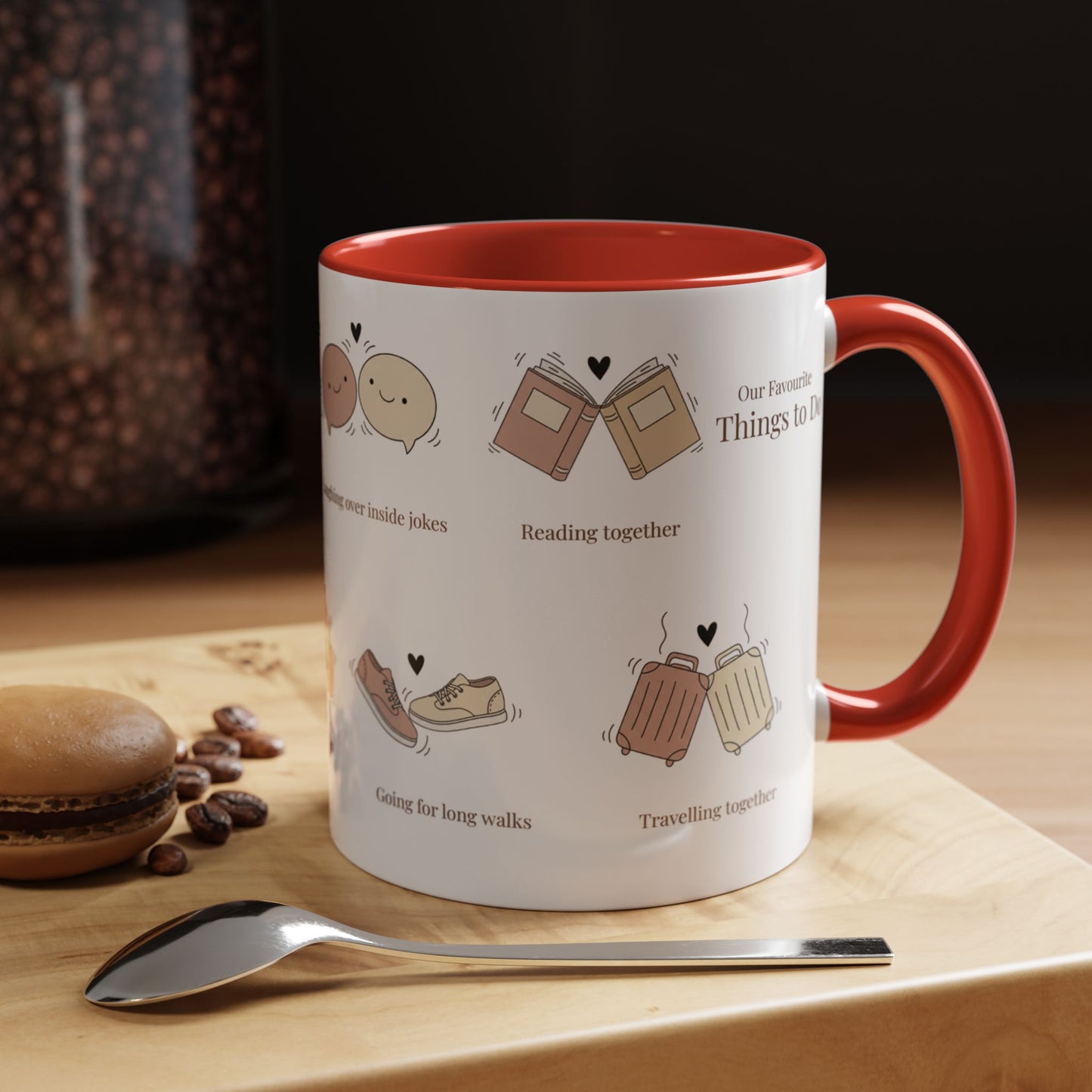 Our Favorite Things to Do Valentine’s Mug – Cozy Couples Illustrated Accent Coffee Mug - 14702