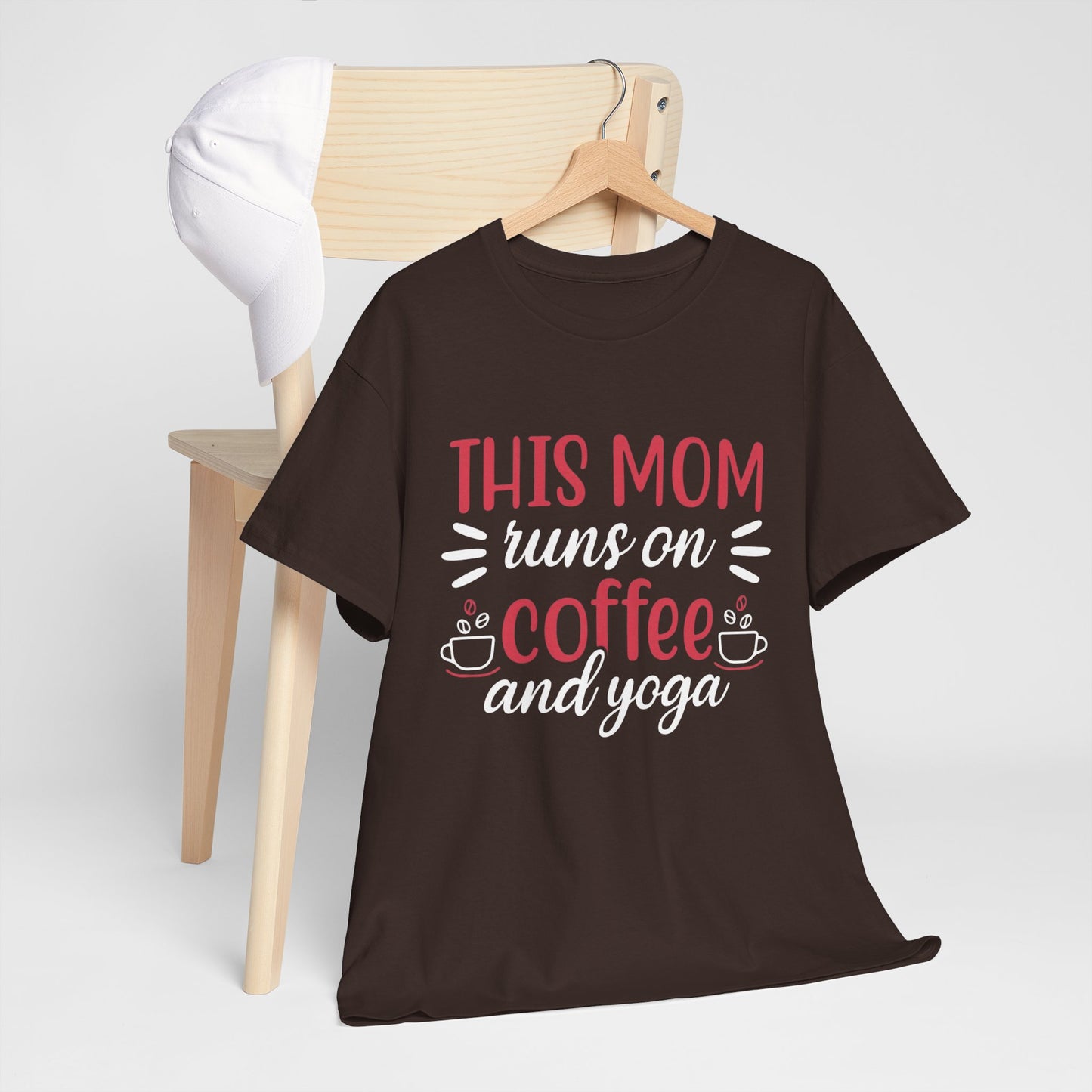 This Mom Runs on Coffee and Yoga T-Shirt – Funny Mother’s Day Gift Tee - 14881