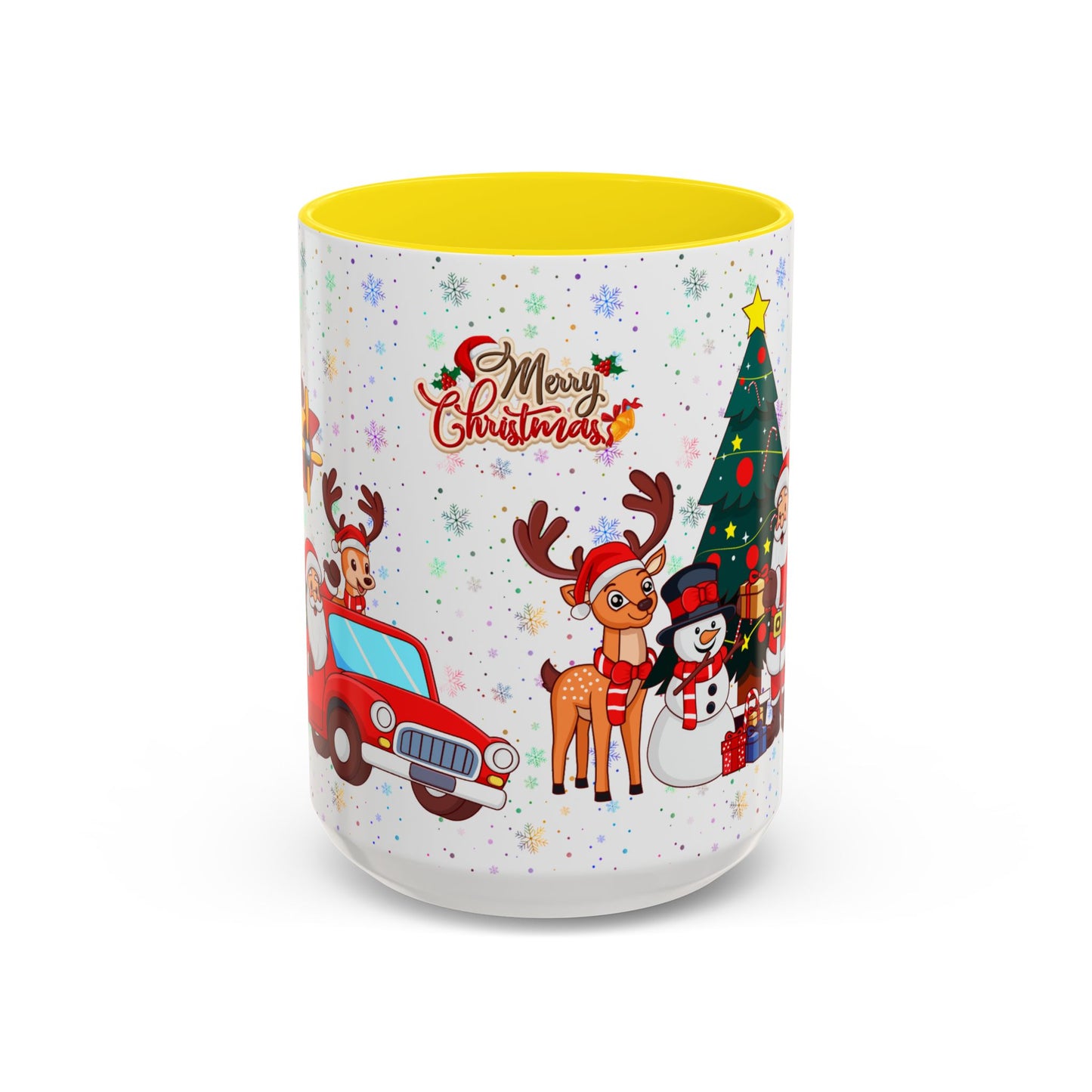 Christmas Party, Santa, Snowman, Reindeer - Accent Coffee Mug (11, 15oz) - 10426