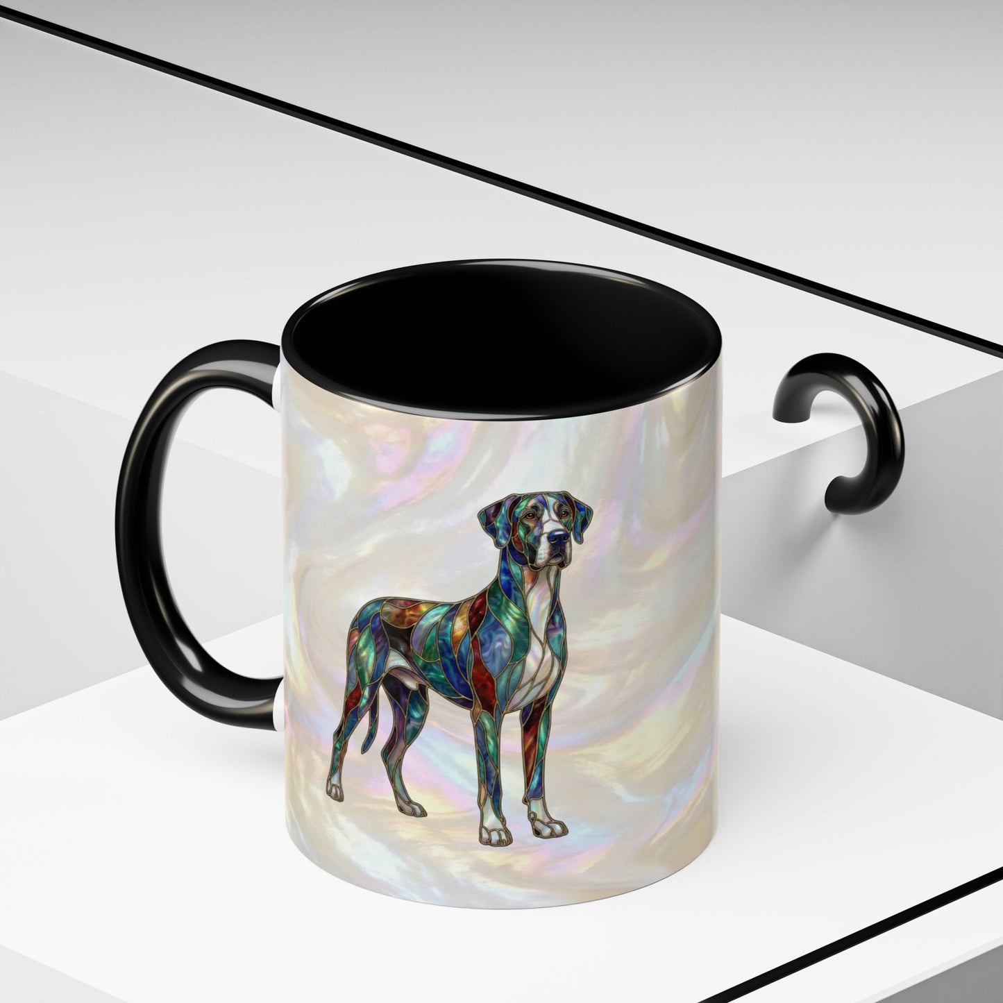 Personalized Great Dane Dog Mug — Stained Glass Design (11/15 oz) - 14550