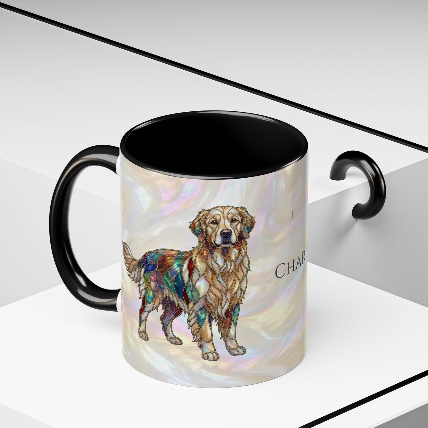 Personalized Golden Retriever Coffee Mug - Stained Glass Design 11/15oz - 14534