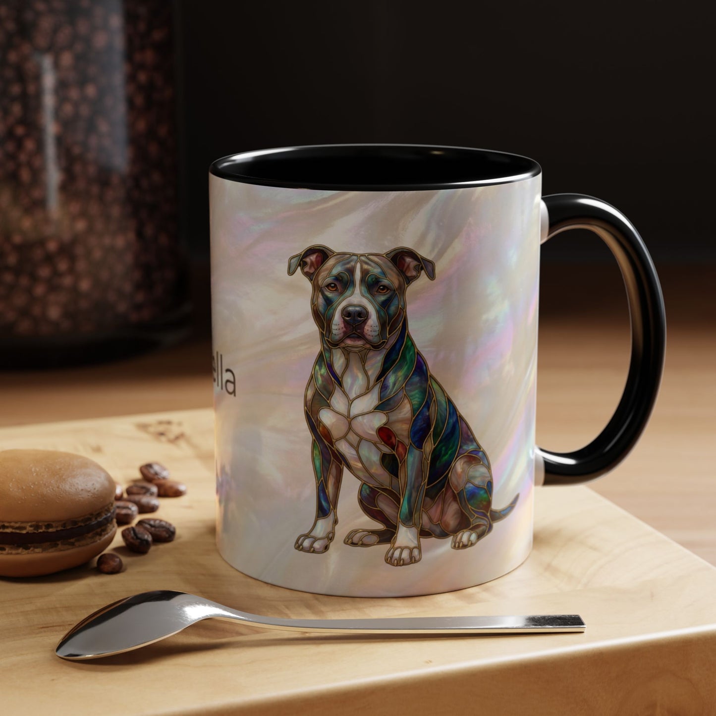 Pitbull Dog Accent Coffee Mug — Stained Glass Design (11/15oz) - 14536