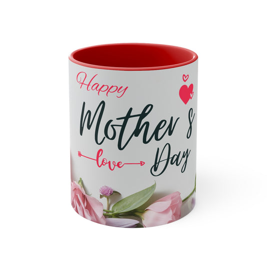 Mother’s Day Floral Mug – Happy Mother’s Day Pink Accent Coffee Cup Gift for Mom (11oz) - 14886