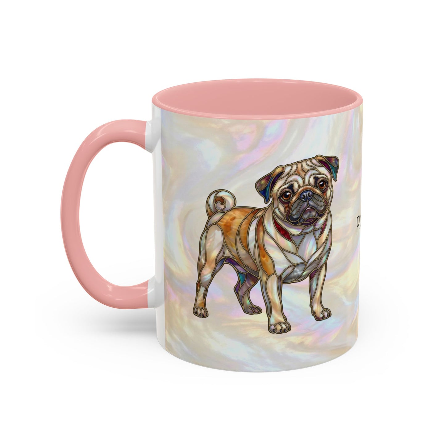 Personalized Pug Accent Coffee Mug –  Stained Glass Design (11/15oz) - 14547