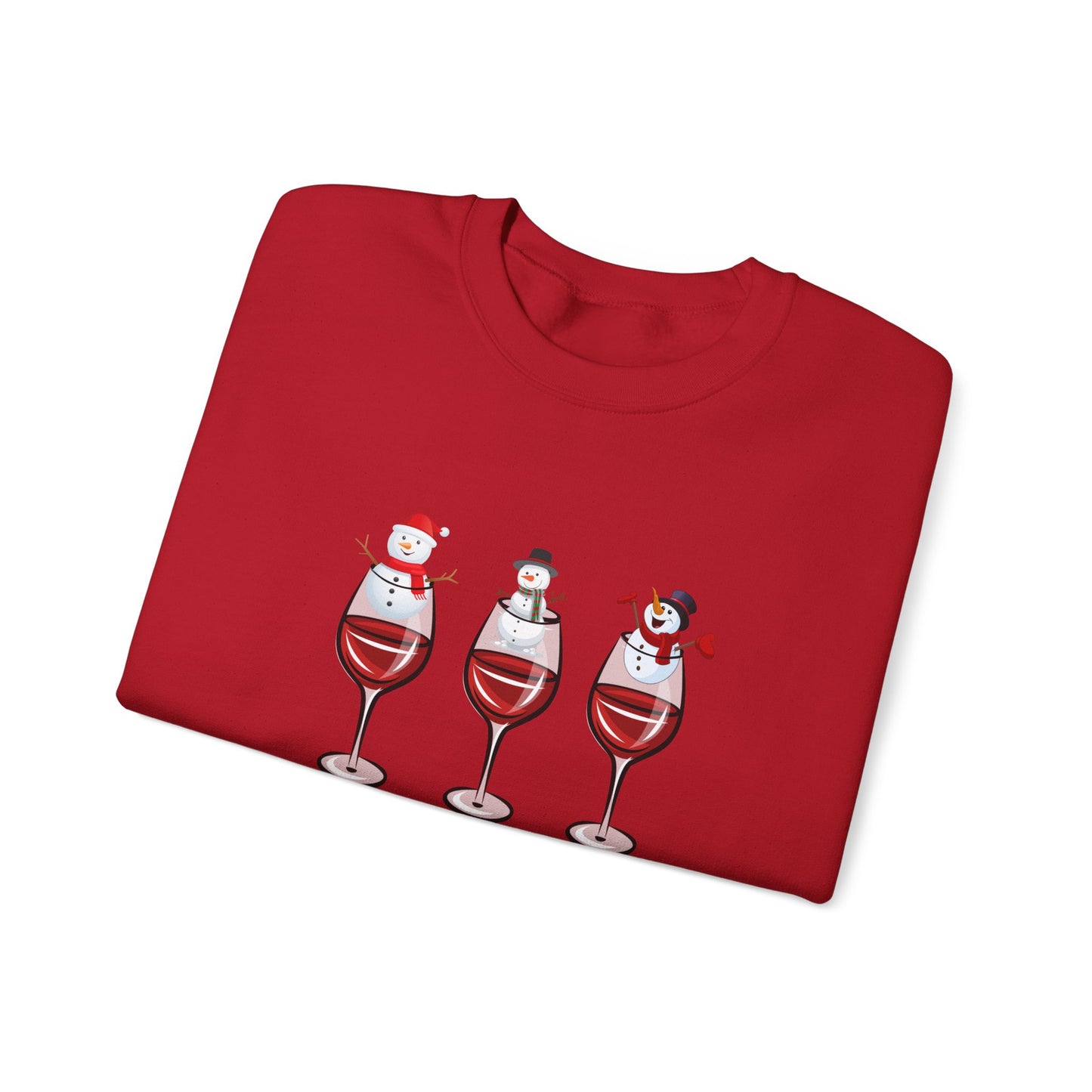 Snowman & Glass of Wine - Unisex Heavy Blend™ Crewneck Sweatshirt - 10013