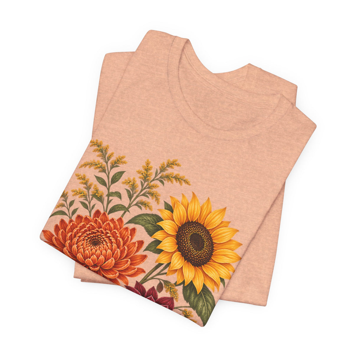 Autumn Wildflower Bouquet T-Shirt, Vintage Botanical Floral Tee - 14565