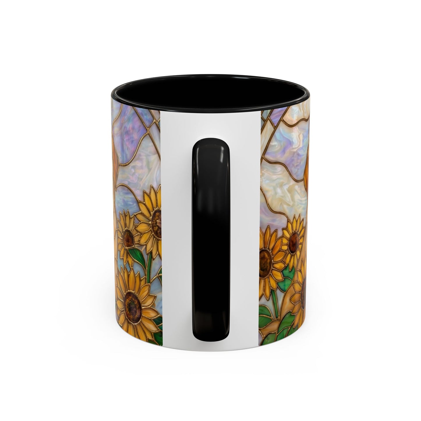 Sunflower Golden Retriever P uppiesAccent Coffee Mug –  Stained Glass Design (11/15 oz) - 14527