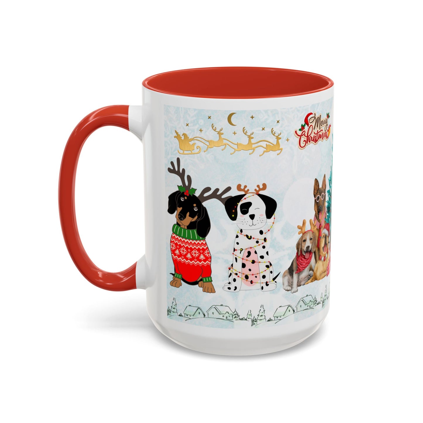 Merry Christmas Dogs - Accent Coffee Mug (11, 15oz)