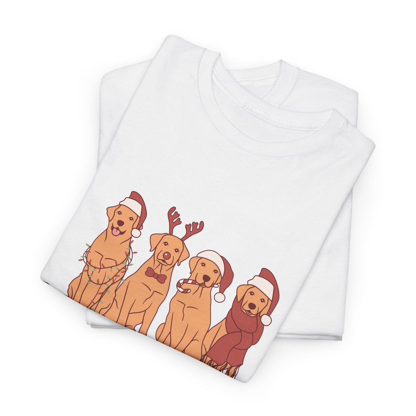 Golden Retrievers, Merry Christmas - Unisex Heavy Cotton Tee - 10282