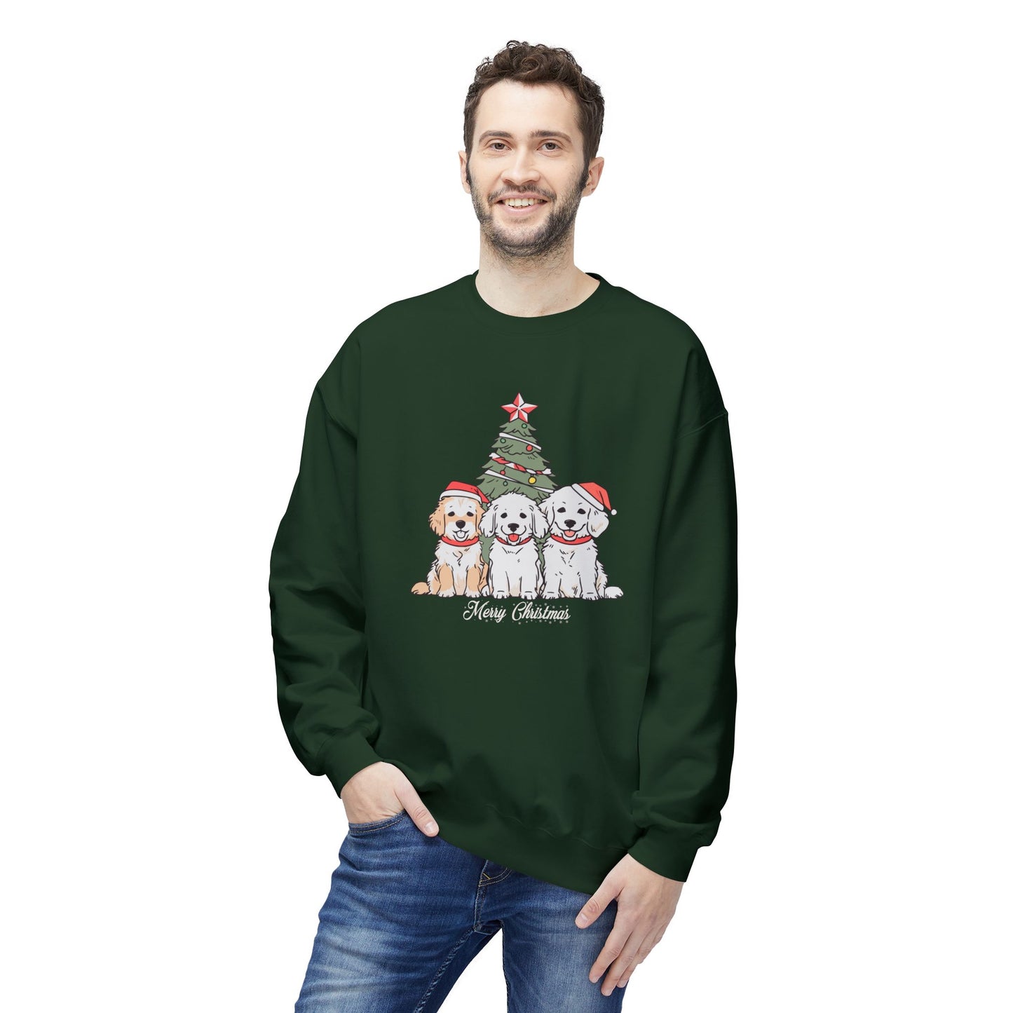 Merry Christmas, Puppies - Unisex Midweight Softstyle Fleece Crewneck Sweatshirt - 10264