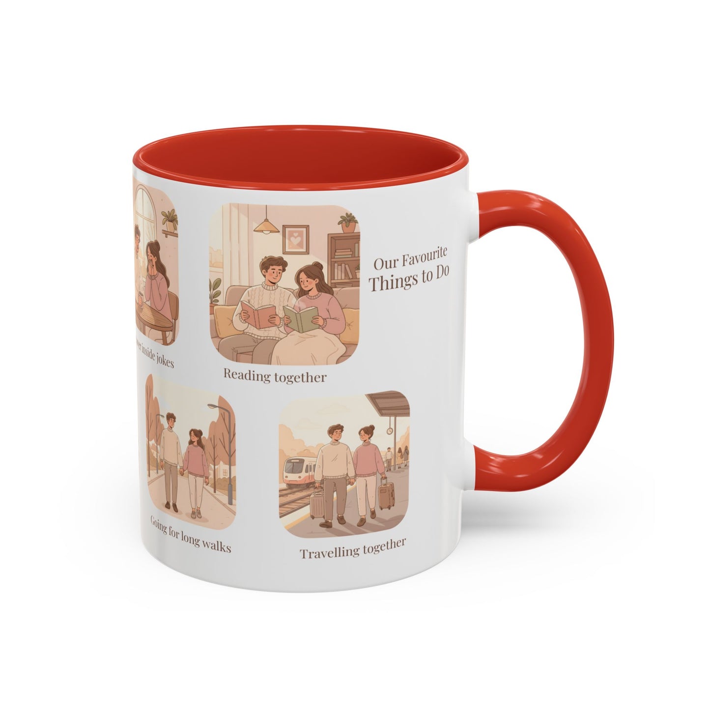 Our Favorite Things to Do Valentine’s Mug – Cozy Couples Illustrated Accent Coffee Mug - 14701