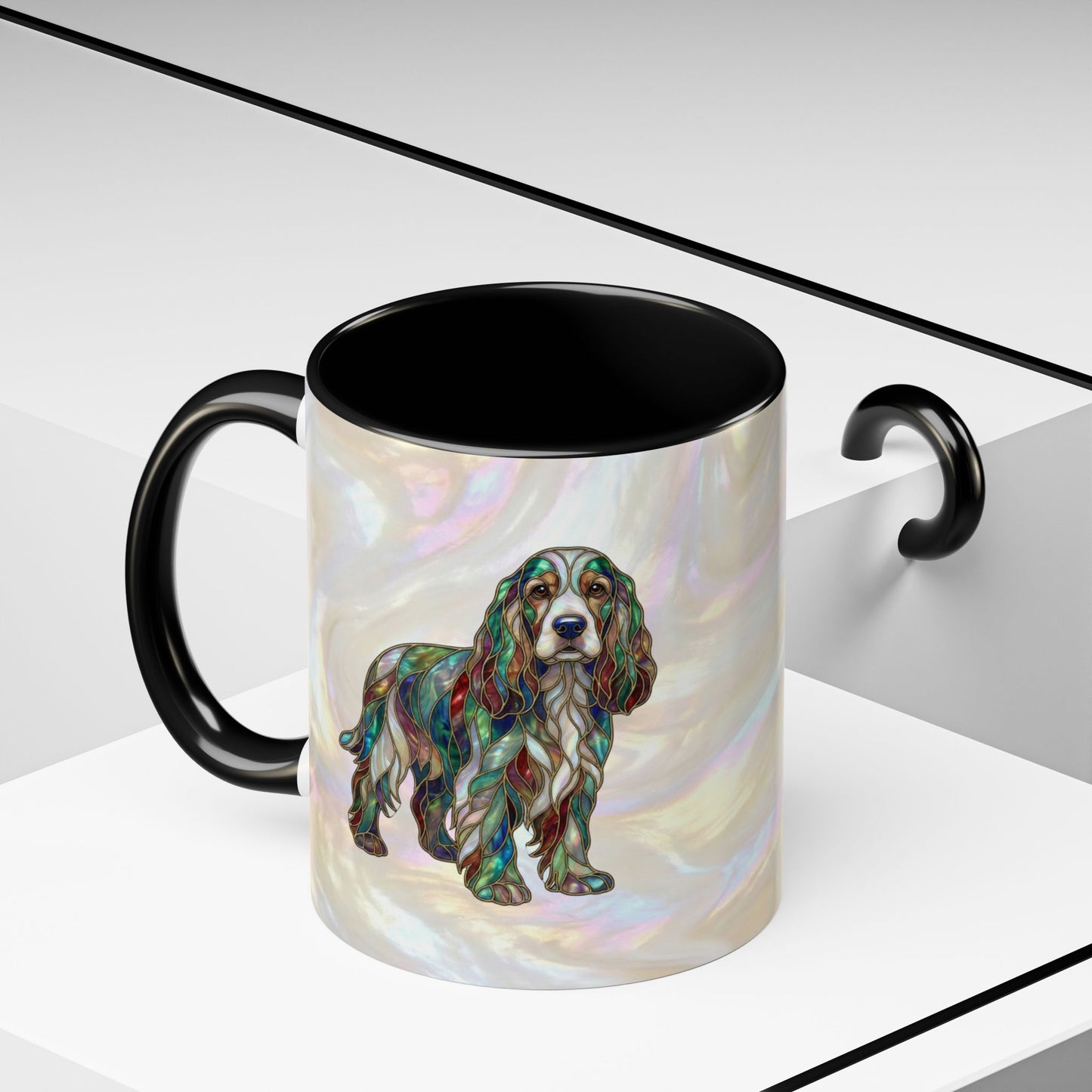 Cocker Spaniel Accent Coffee Mug -Stained Glass Style (11/15oz) - 14626