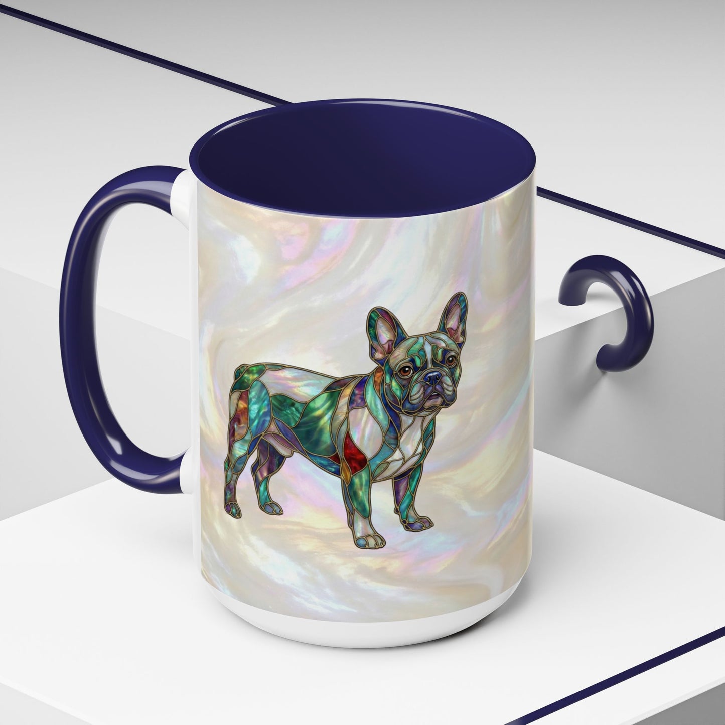 French Bulldog Accent Coffee Mug -Stained Glass Style (11/15oz) - 14632