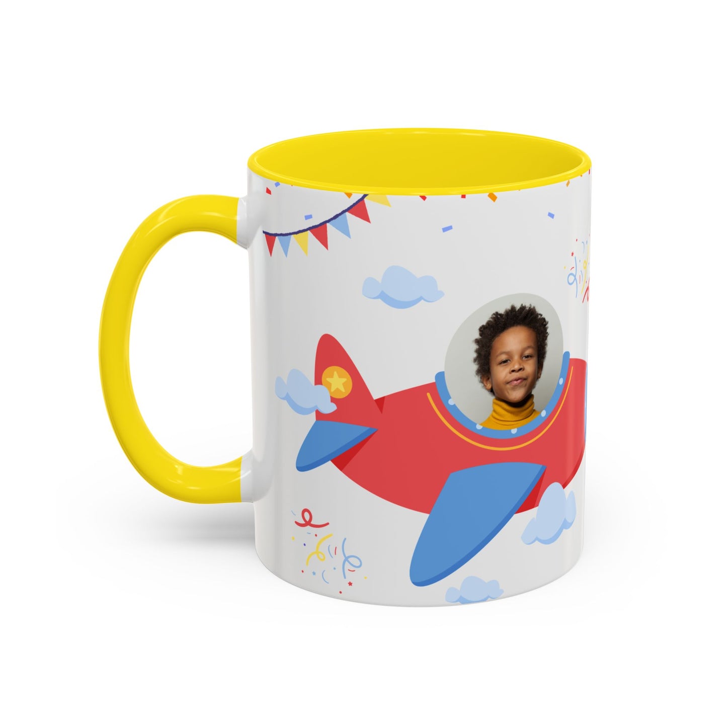 Happy 6th Birthday to A Boy Pilot, Details Customizable - Accent Coffee Mug (11, 15oz) - 11233