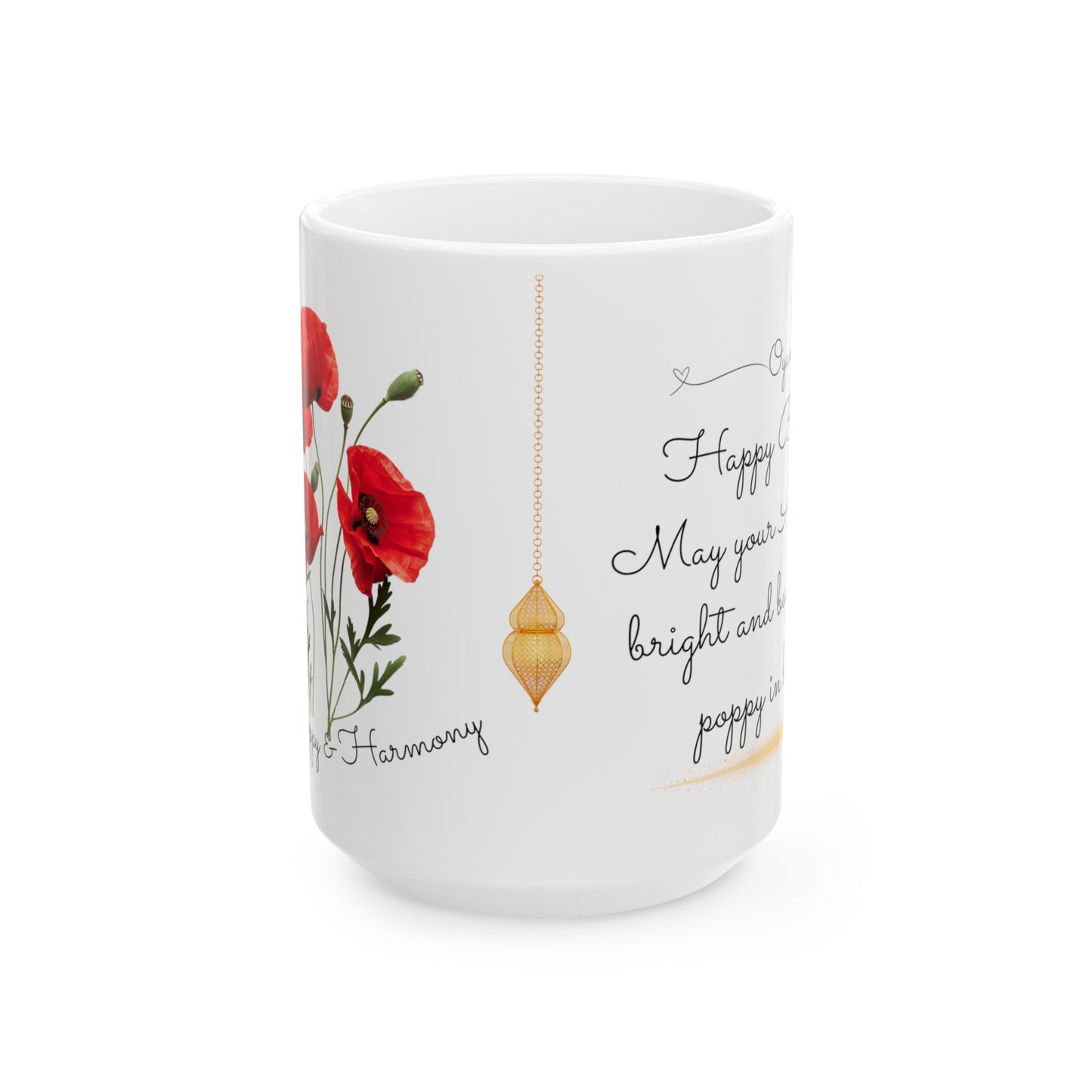 Happy Birthday August, Poppy, Customized Ceramic Mug, (11oz, 15oz)