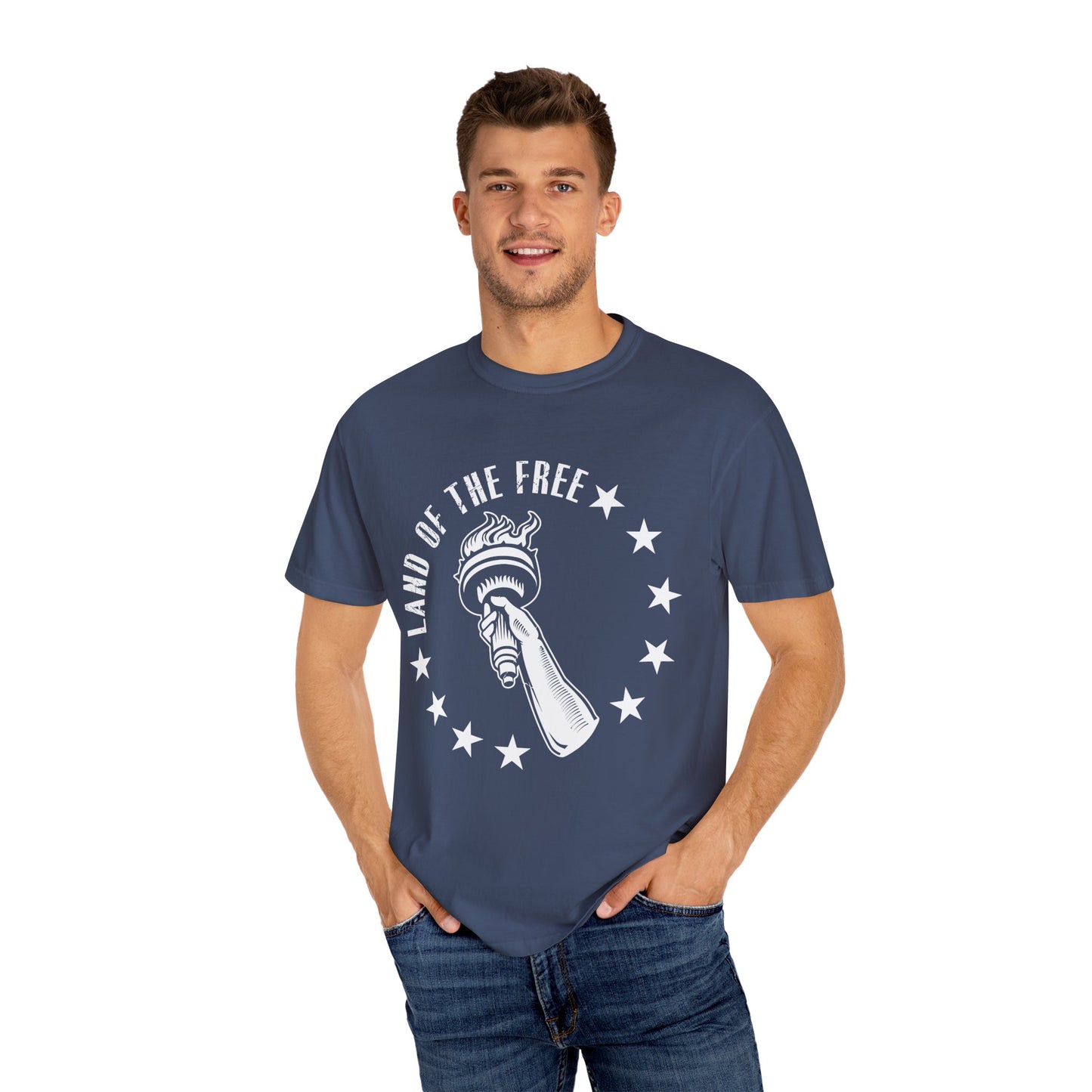 Land Of the Free Graphic T-Shirt, Casual Wear for Independence Day, Gift for Freedom Lovers, Unisex Tee for Everyday Style, Comfort and Style - 13640