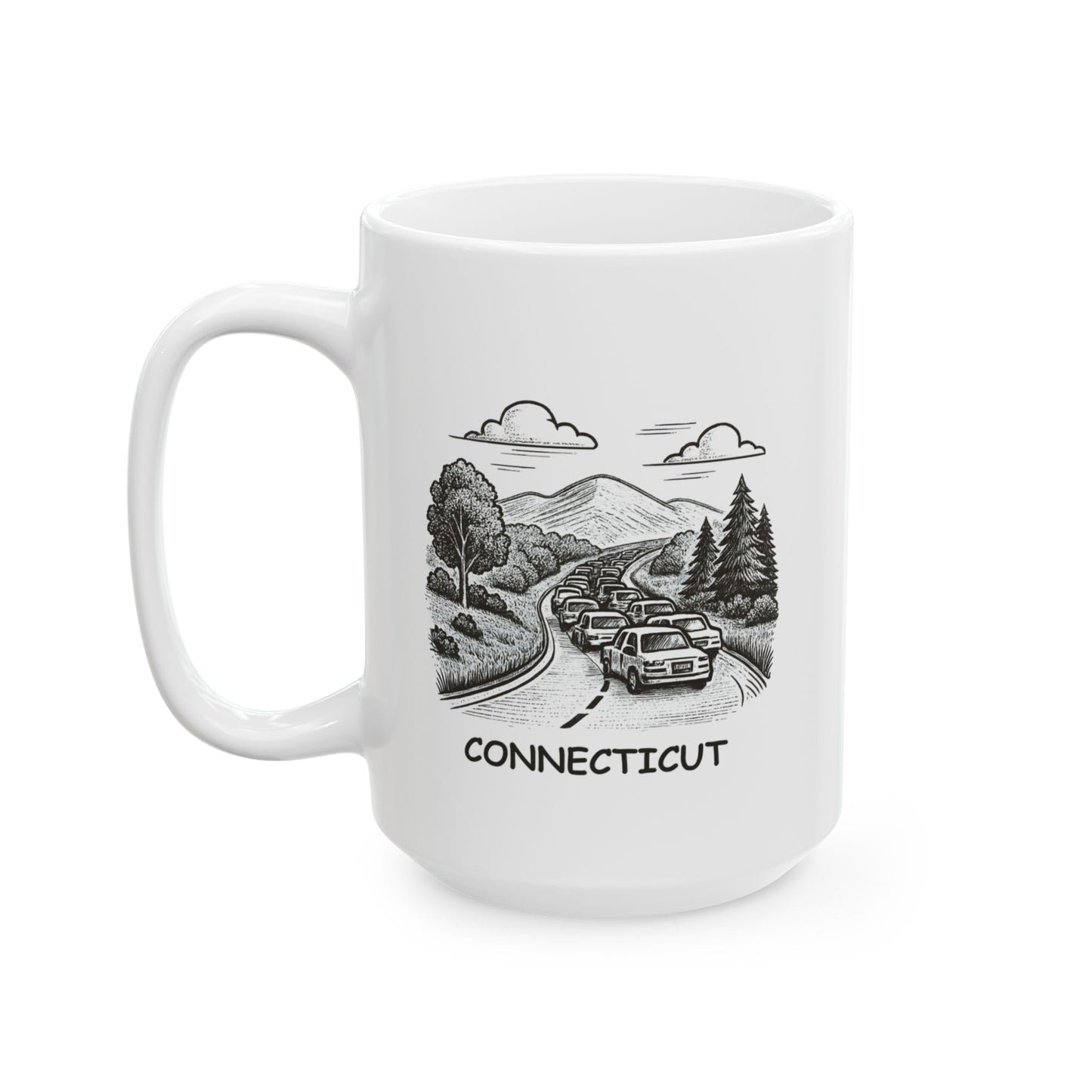 "Connecticut: Where every road is scenic—until you hit traffic." Ceramic Mug - 13805