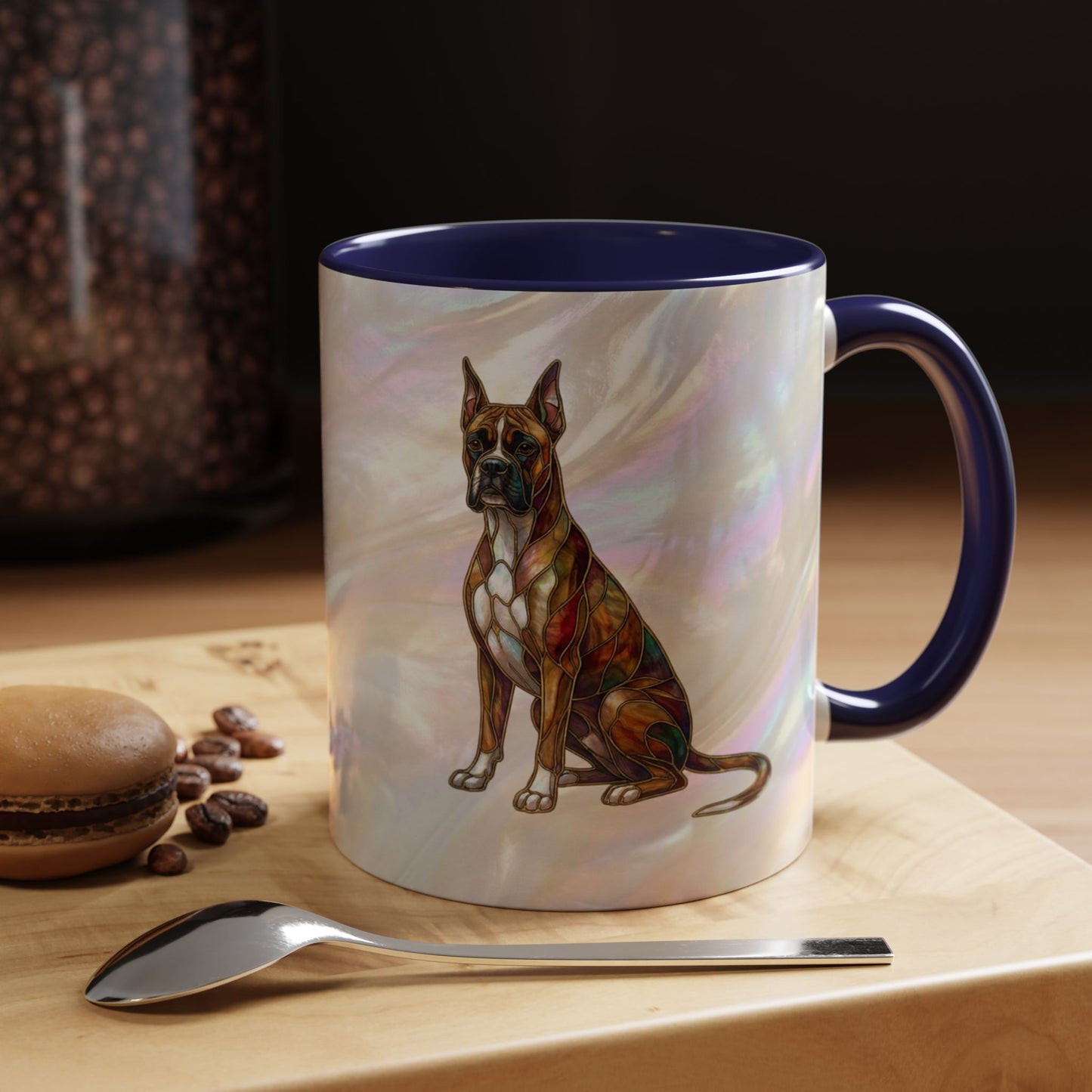 Boxer Accent Coffee Mug -Stained Glass Style (11/15oz) - 14621