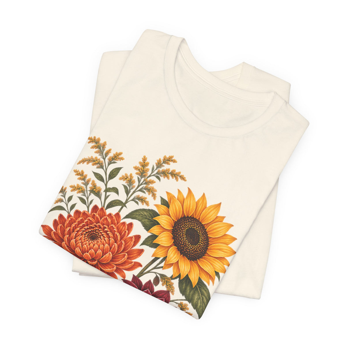 Autumn Wildflower Bouquet T-Shirt, Vintage Botanical Floral Tee - 14565
