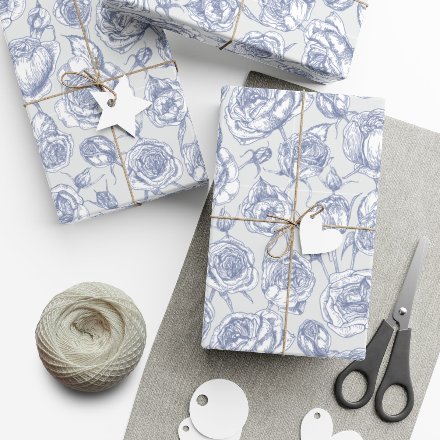 Vintage Blue Flowers - Gift Wrap Papers - 10314