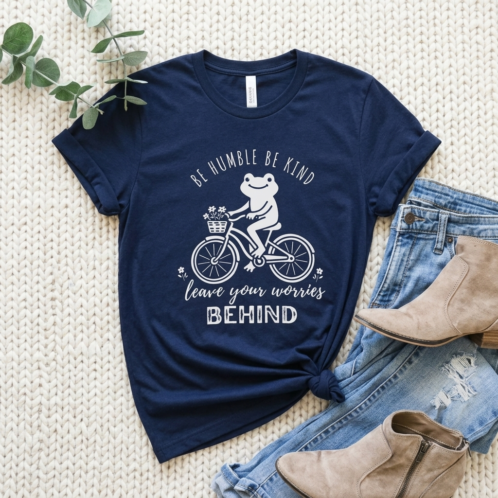 Be Humble Be Kind Frog Bike T-Shirt,  Leave Your Worries Behind - 14935