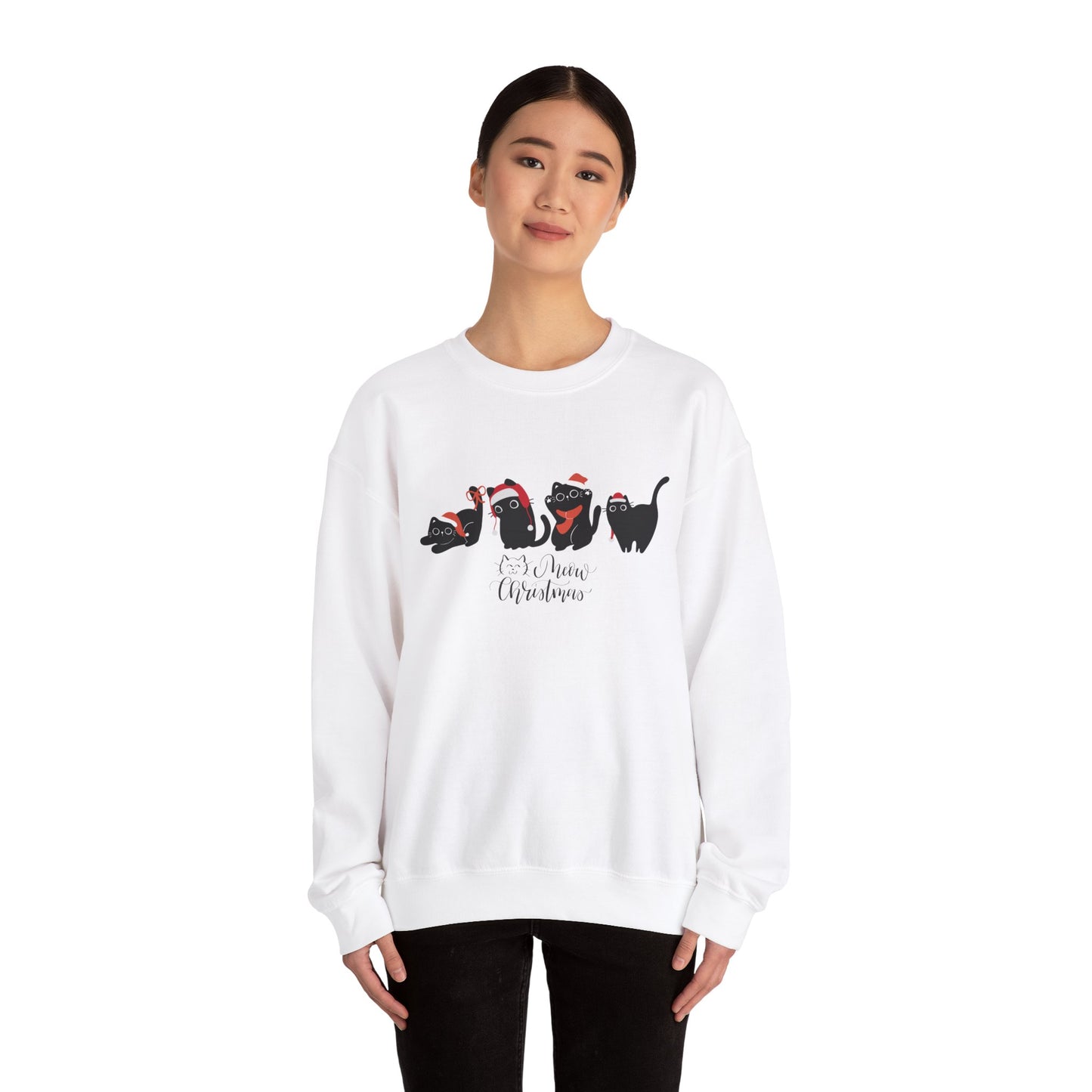 Black Cats, Meow Christmas - Unisex Heavy Blend™ Crewneck Sweatshirt - 10044