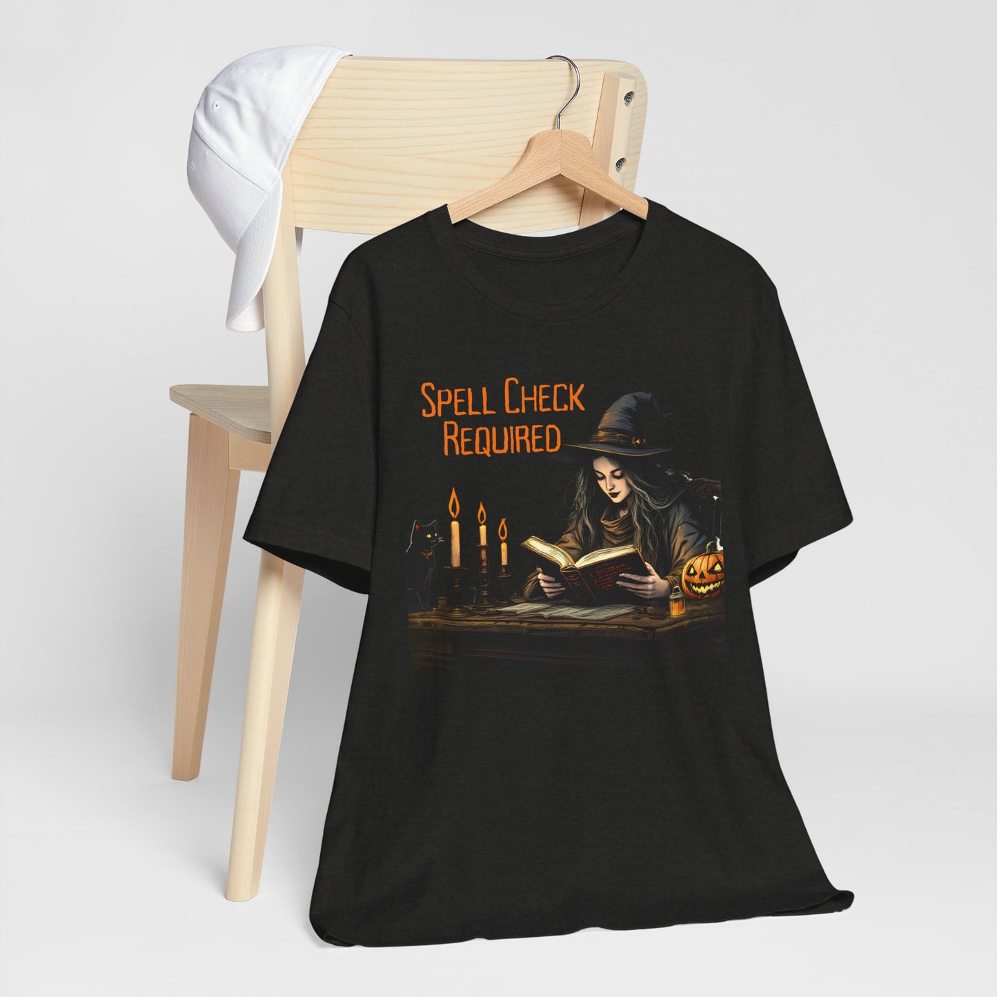 Spell Check Required Witch T-Shirt, Halloween Spellbook Reading Graphic Tee - 14936