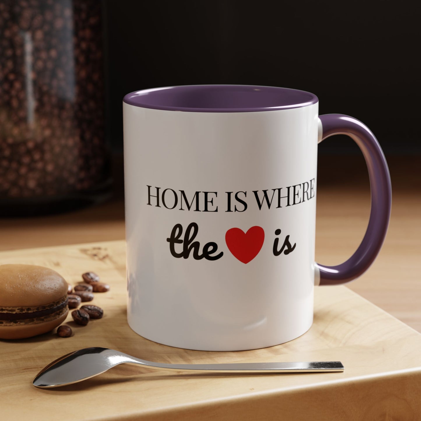 "Home is Where the Heart is" Coffee Mug —  Minimal Accent Ceramic Mug (11/15oz) - 14684