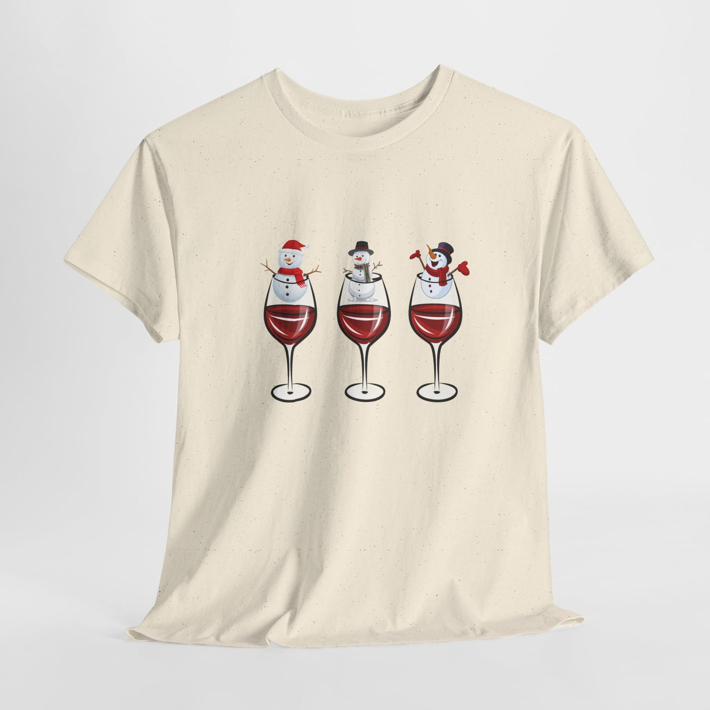 Snowmen & Glass of Wine - Unisex Heavy Cotton Tee