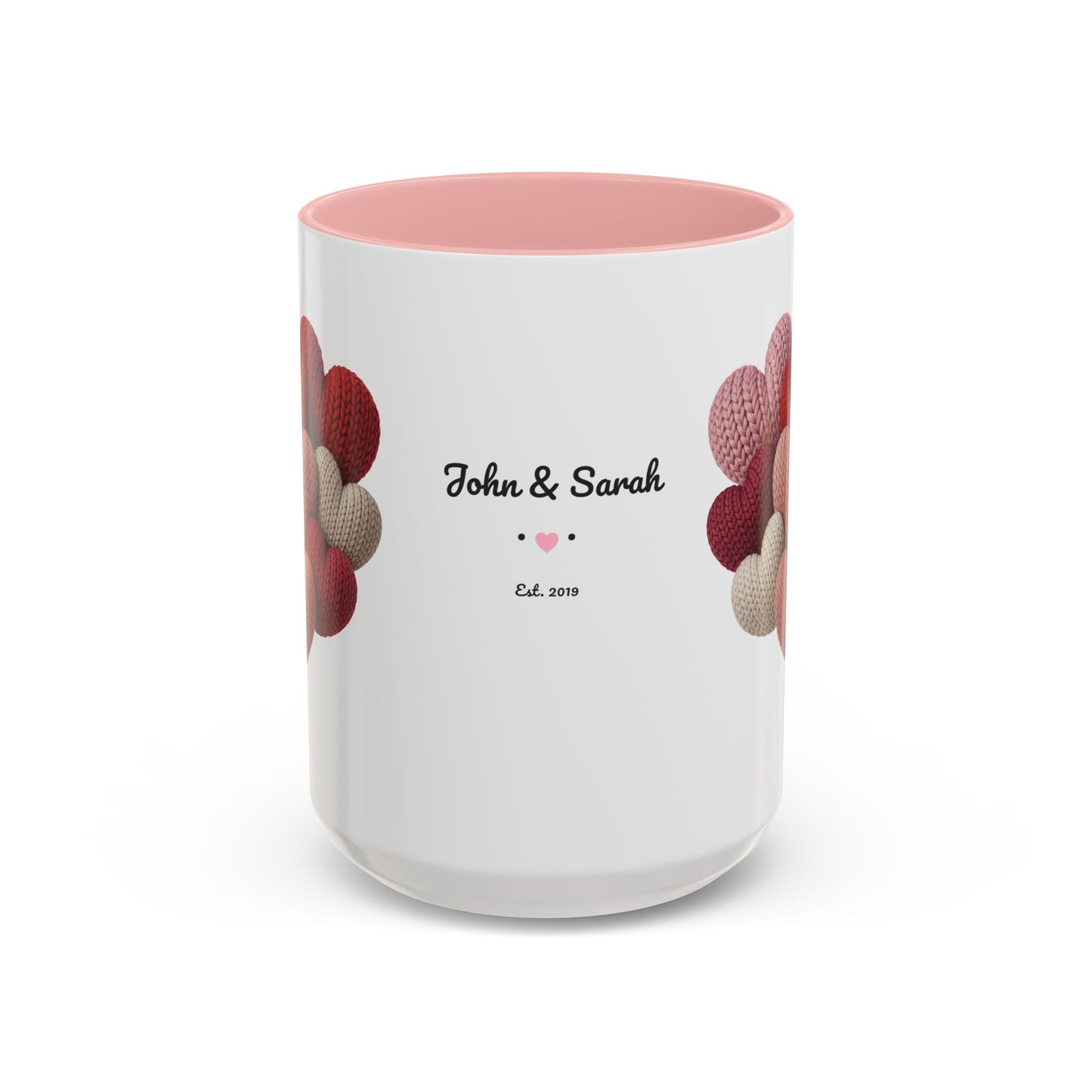 Valentine’s Hearts Personalized Mug — Custom Names & Established Date (11oz / 15oz) - 14745