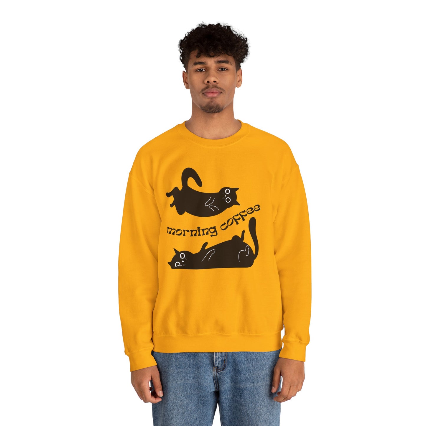 Black Cats, Morning Coffee - Unisex Heavy Blend™ Crewneck Sweatshirt - 11325