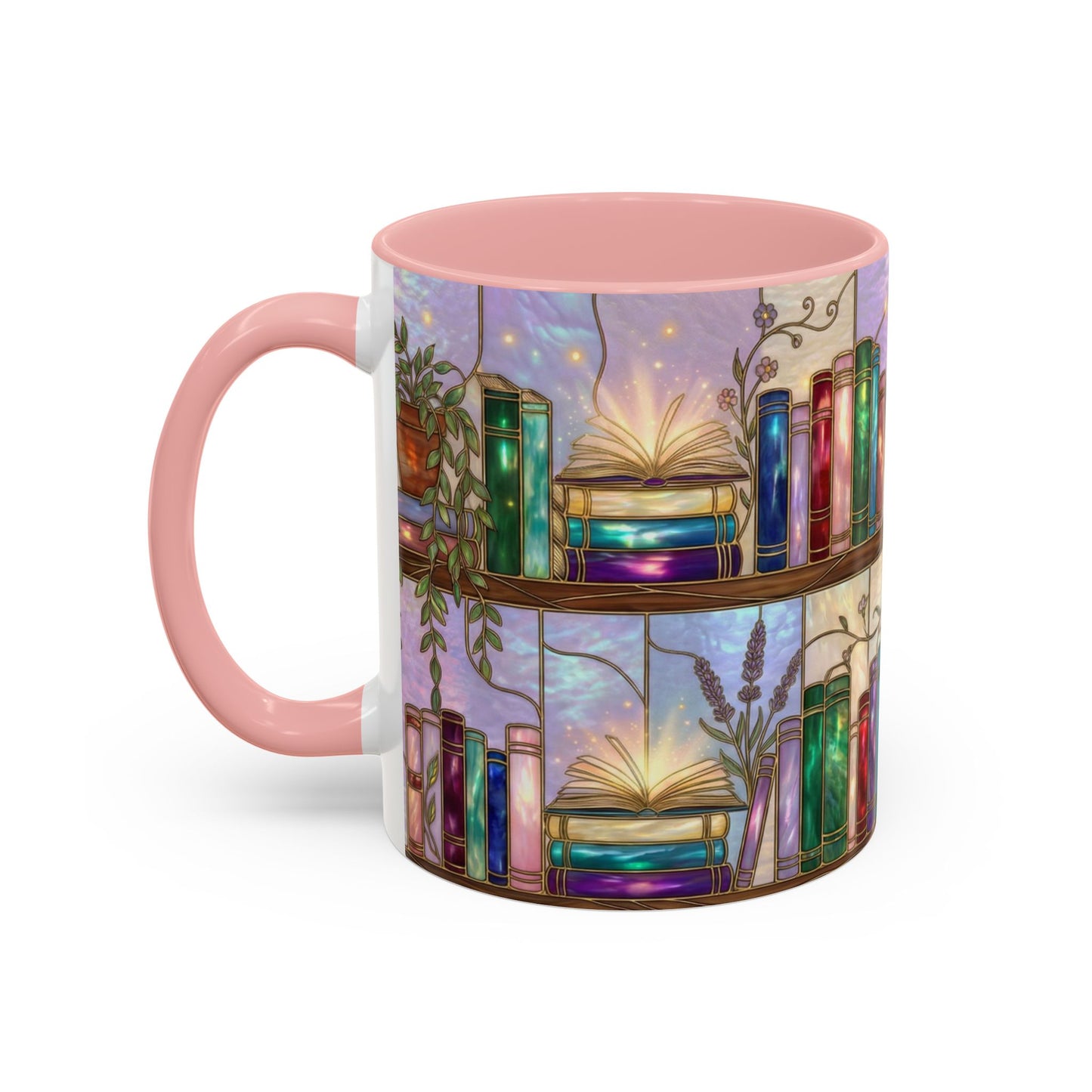 Magic Book Shelf Accent Coffee Mug — Stained Glass Design (11/15 oz) - 14529