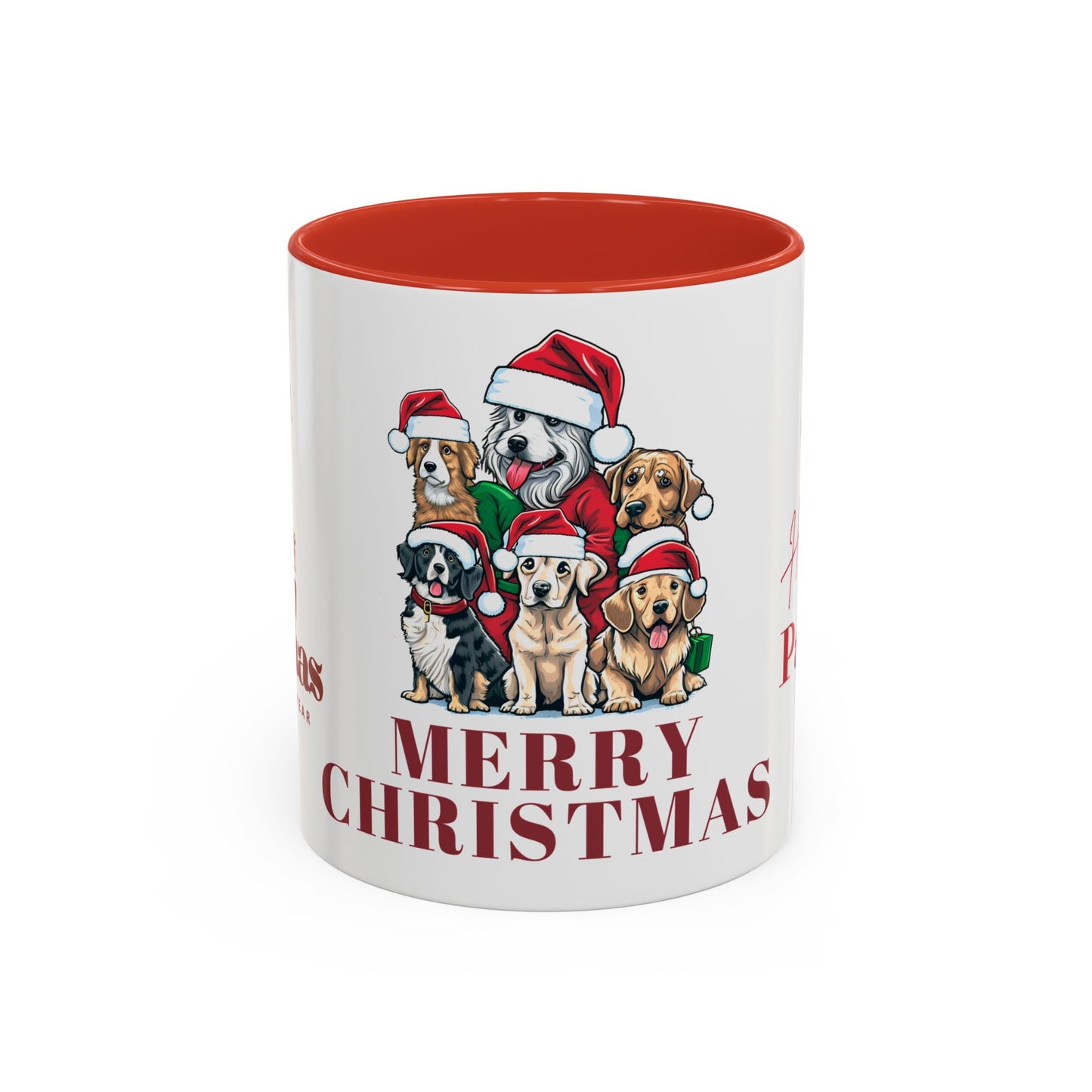 Dogs, Merry Christmas - Accent Coffee Mug (11, 15oz)