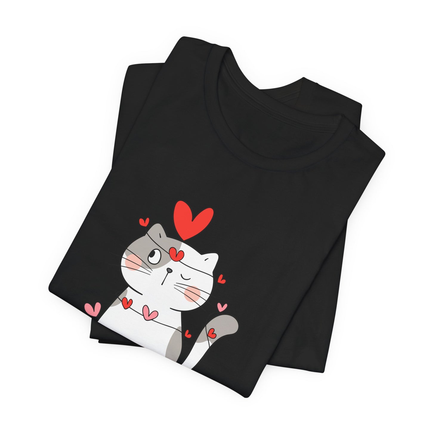 Cute Cat, Happy Valentine's Day - Unisex Jersey Short Sleeve Tee - 11359