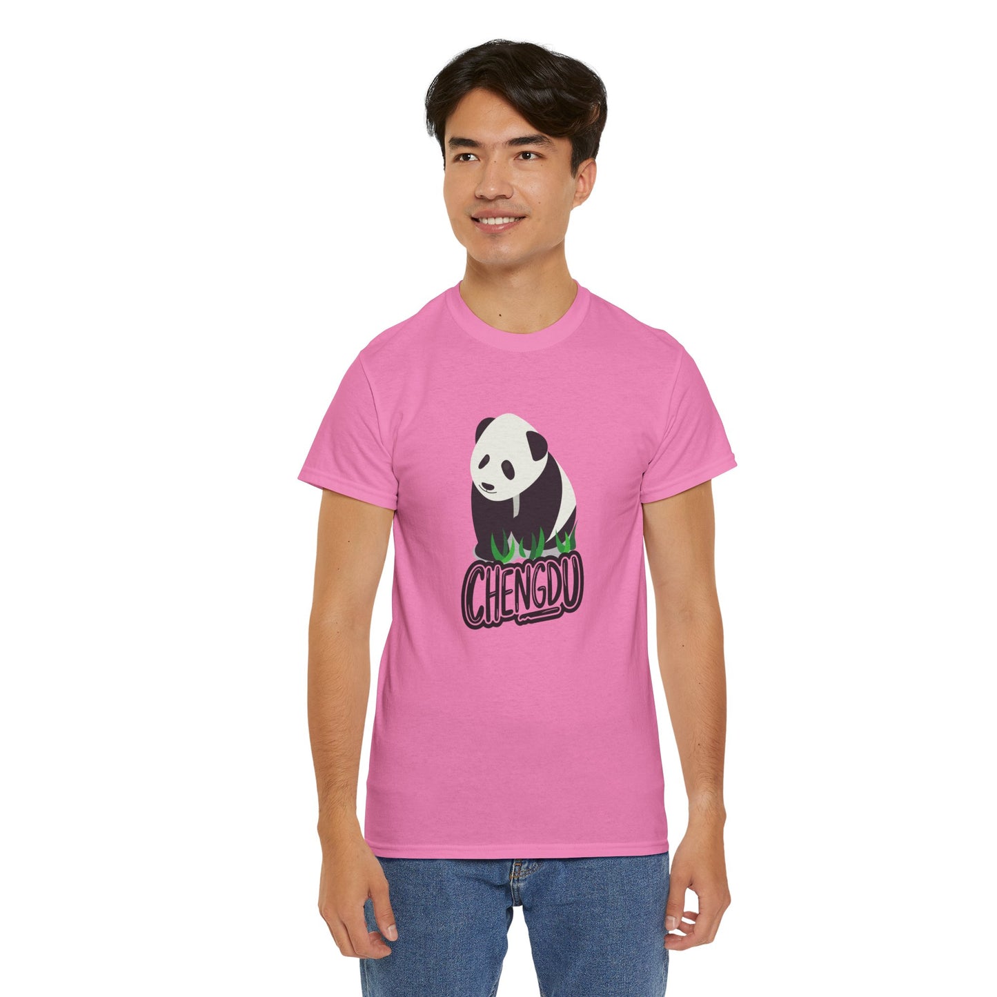 Chengdu Panda Unisex Heavy Cotton Tee - Cozy and Fun Graphic Tee for Animal Lovers - 12206