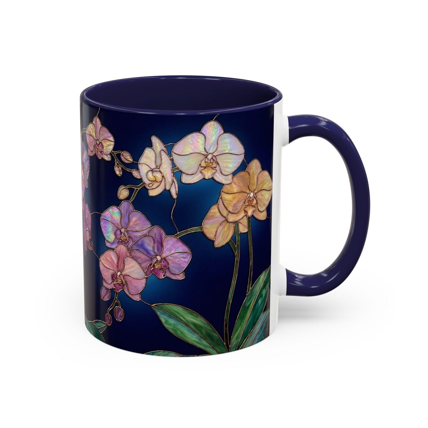 Orchid Bloom Accent Mug — Stained Glass Design (11/15oz) - 14579