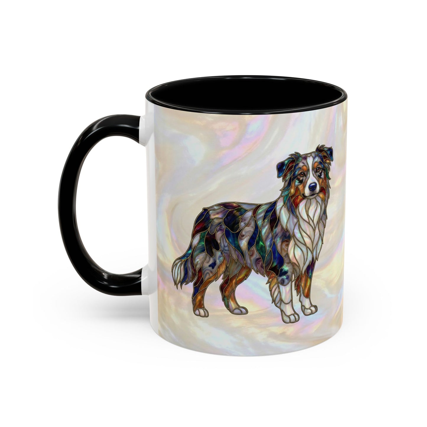 Australian Shepherd Accent Coffee Mug — Stained Glass Design (11/15oz) -14614