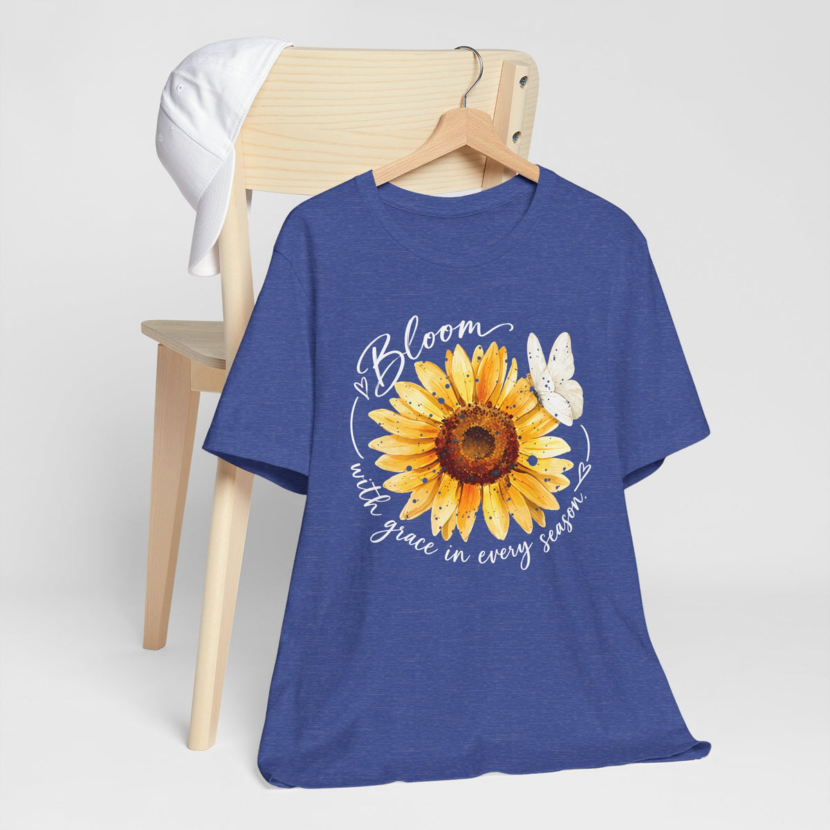 Sunflower “Bloom with Grace in Every Season” T-Shirt, Inspirational Floral Tee- 14502