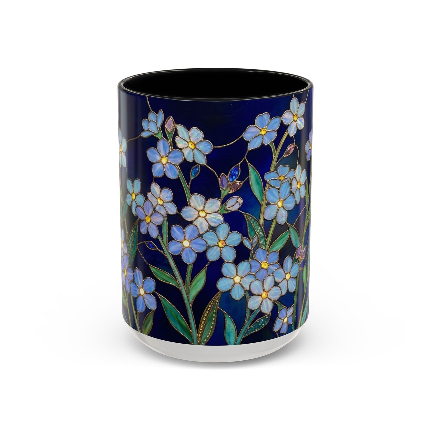 Forget-Me-Not Accent Coffee Mug — Stained Glass Design (11/15 oz) - 14564