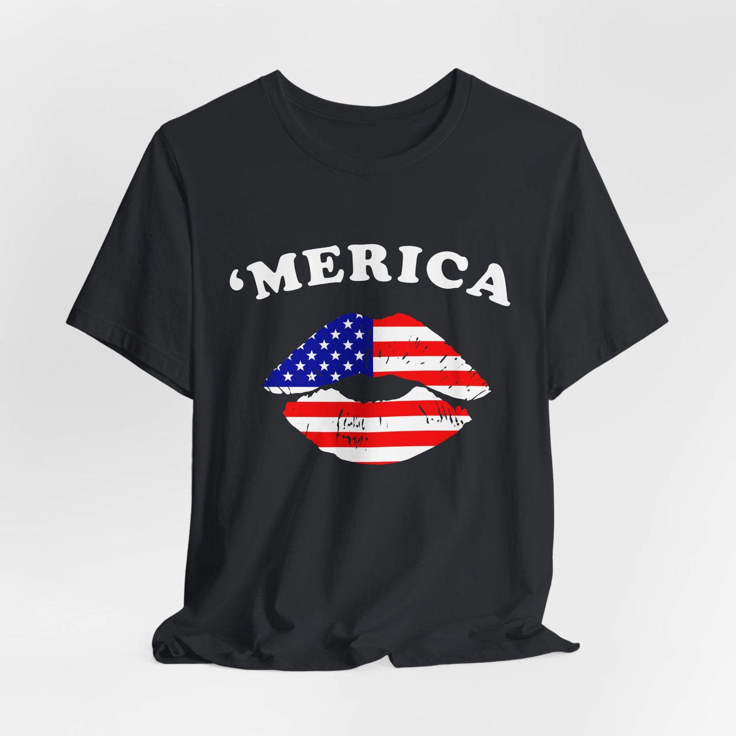 'Merica Unisex Jersey Tee, Patriotic Short Sleeve Shirt, USA Flag Design, Independence Day Apparel, Festival Wear, Summer Casual - 13519
