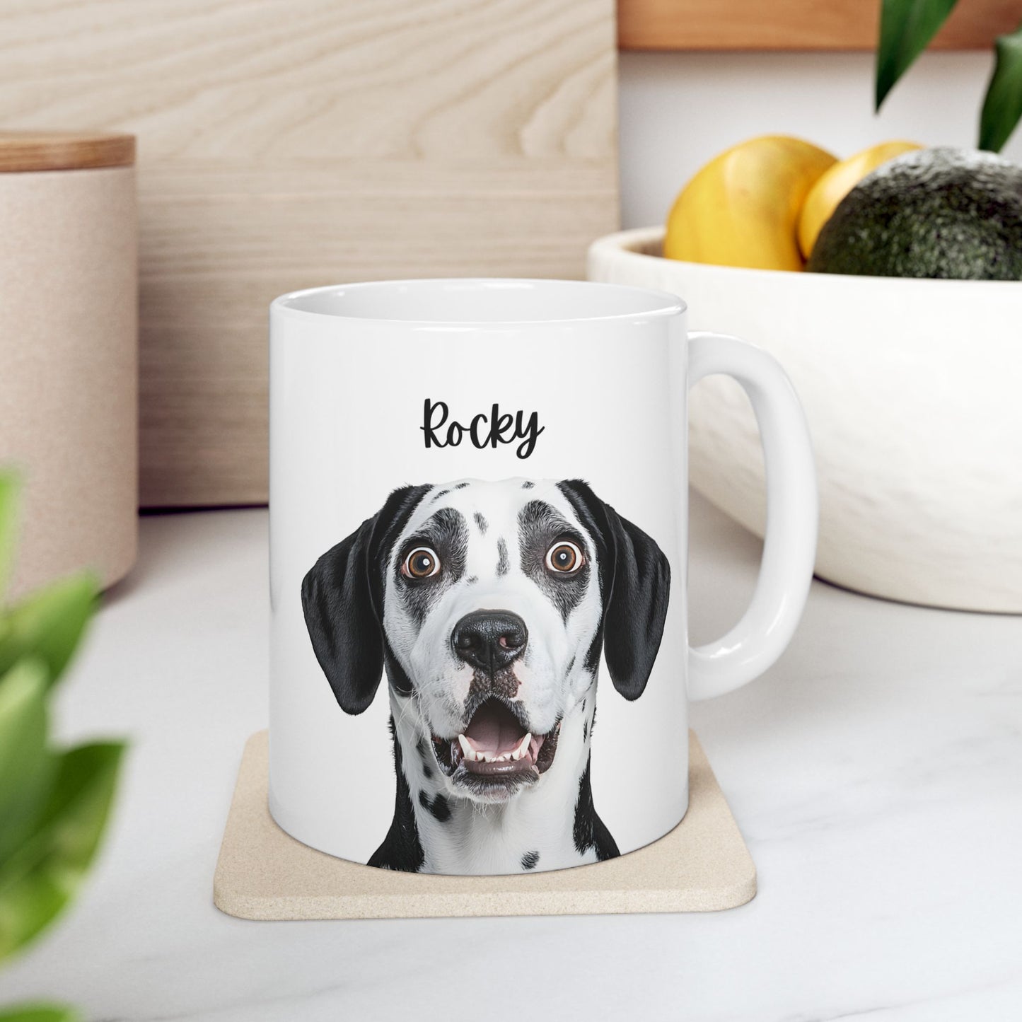 Personalized  Dog Ceramic Mug | Pet Lover Gift, Unique Coffee Cup, Dog Mom Mug, Customizable Pet Mug - 14158