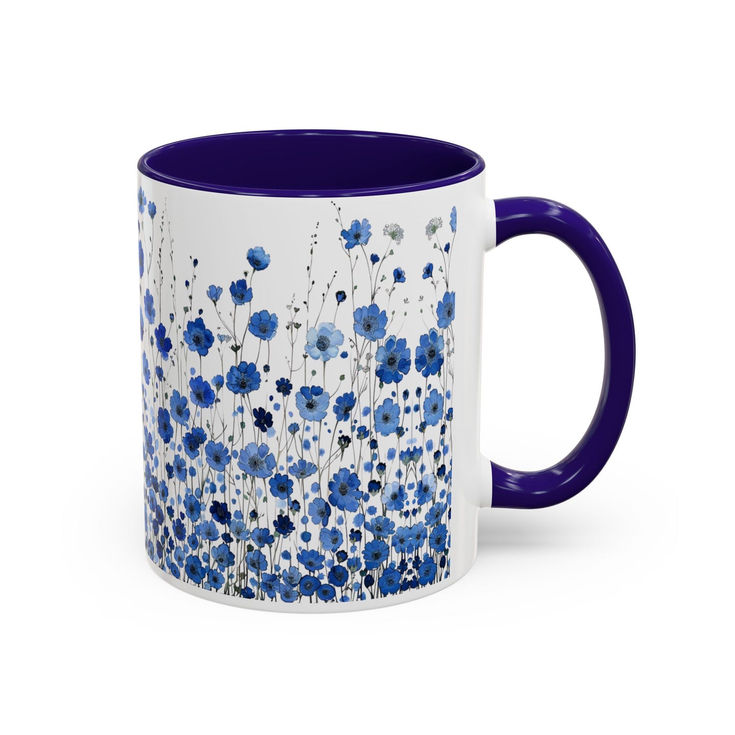 Field of Blue Flowers - Accent Coffee Mug (11, 15oz) - 10645