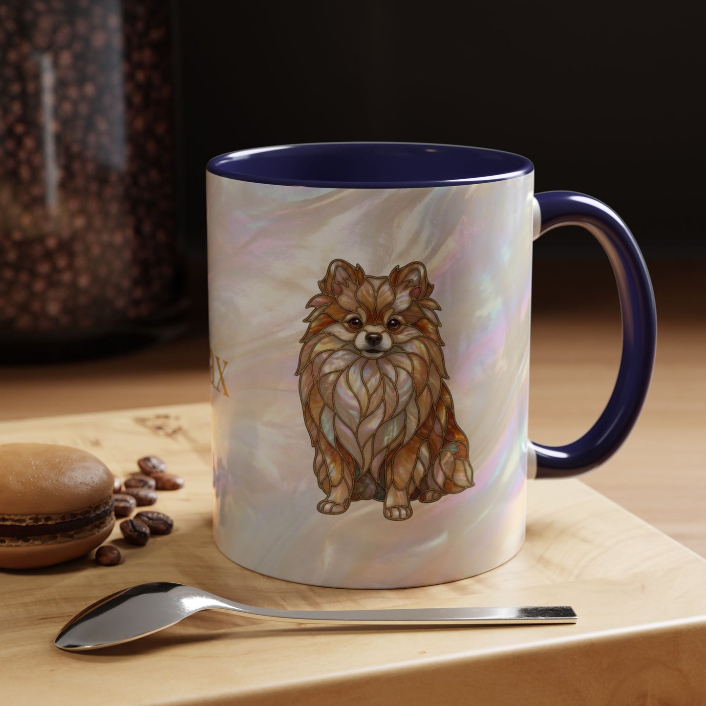Pomeranian Accent Coffee Mug — Stained Glass Design (11/15oz) - 14638