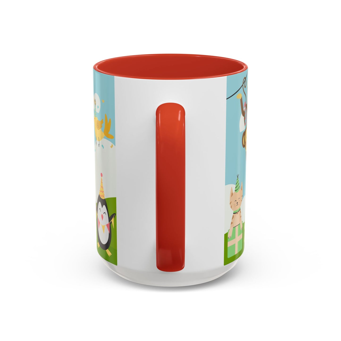 Cute Animals, Happy Birthday, Name Customizable - Accent Coffee Mug (11, 15oz) - 11140