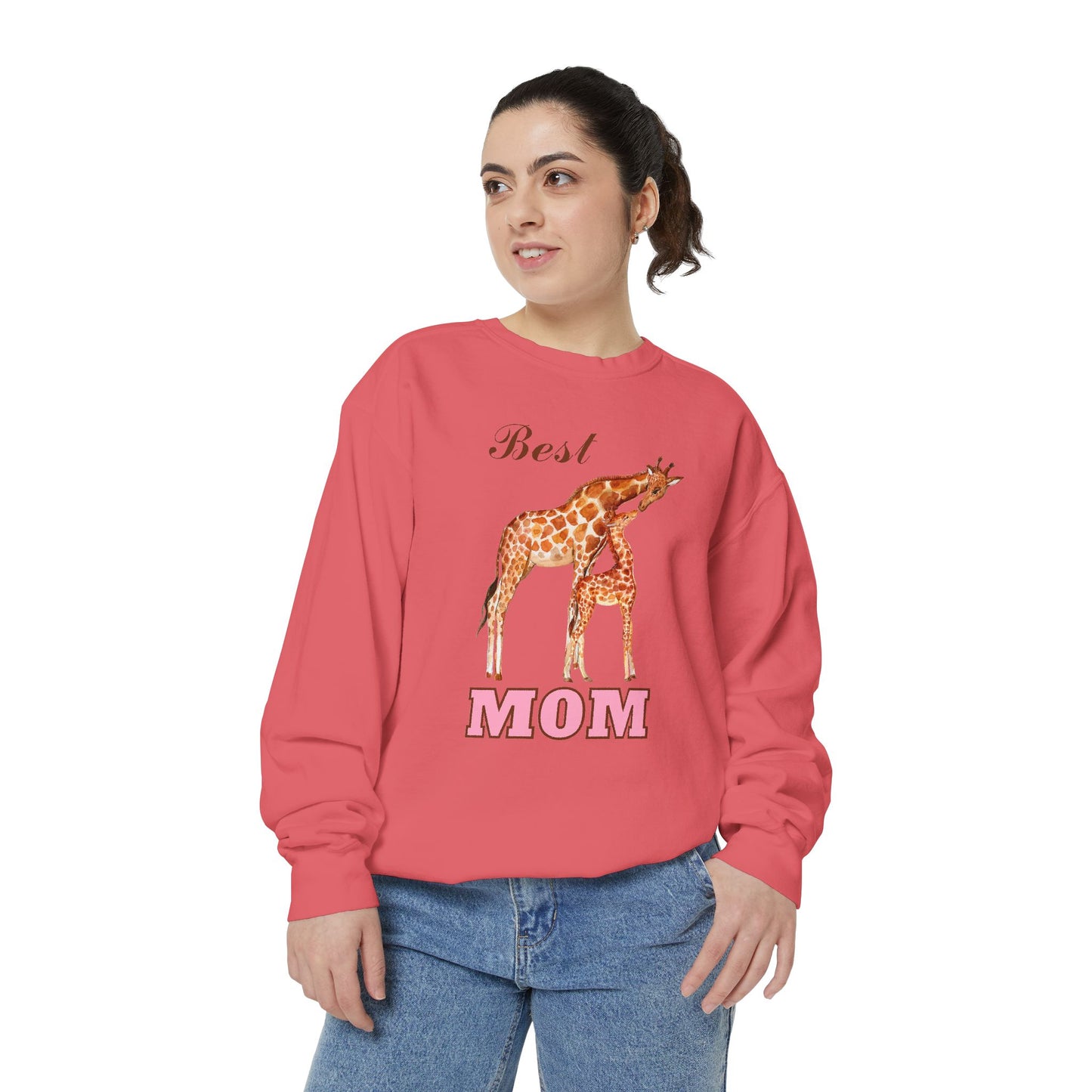Best Mom Giraffe Design Unisex Garment-Dyed Sweatshirt - 11892